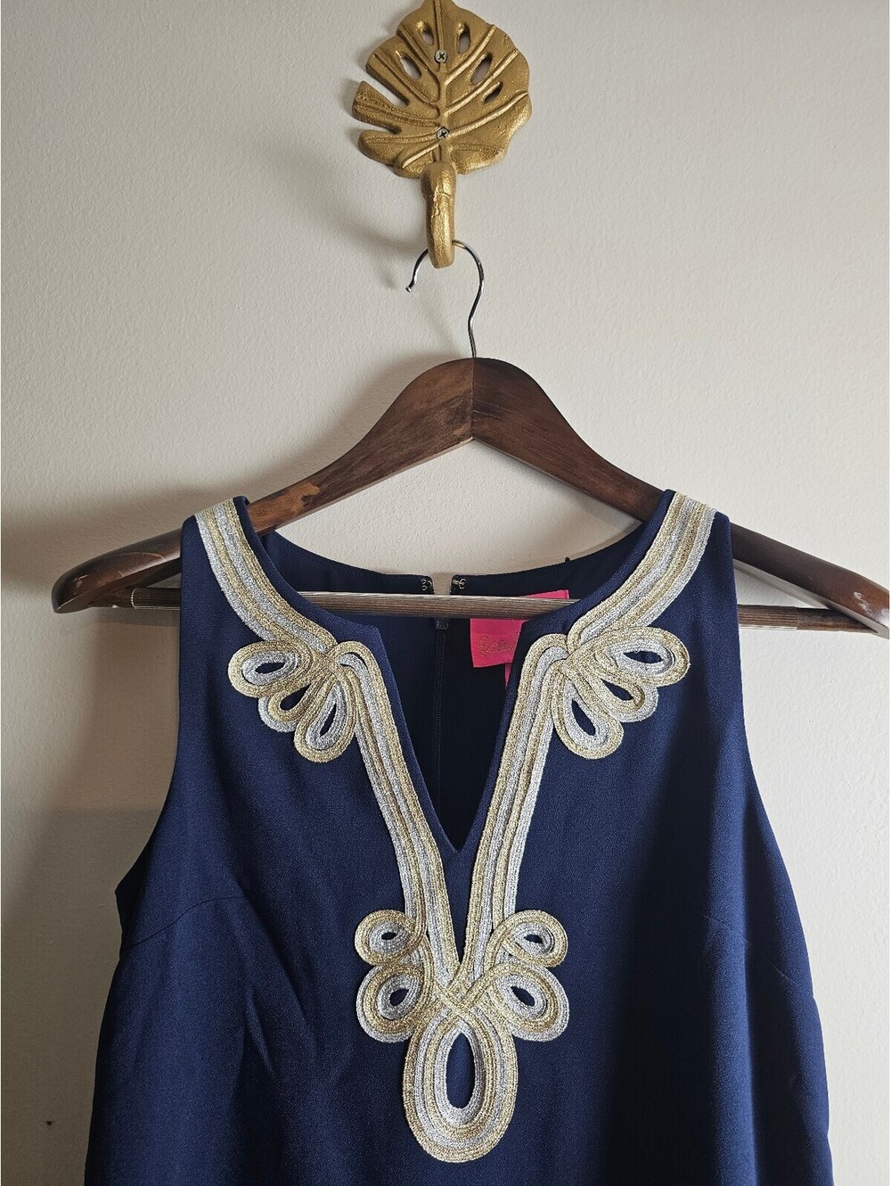 Lilly Pulitzer Dress Blue Womens Size 00 Gold Embellshment